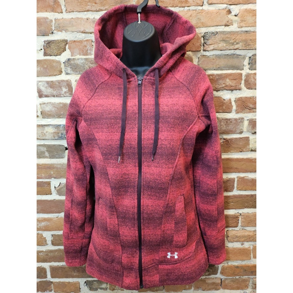Under Armour Jacket Wintersweet Full Zip Hoodie Dark Pink Stripe Womens‎ Small